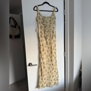 Vintage Hand Beaded Floral Cream Maxi Dress
